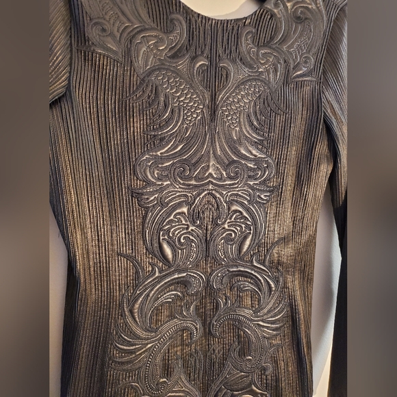 ROBERTO CAVALLI Black Leather Mini Dress Women's Size 44 - Picture 3 of 16